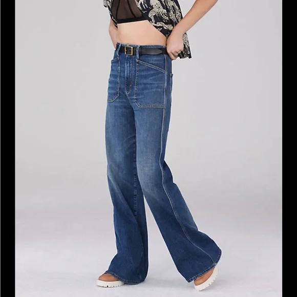 Pilcro Dark Carpenter Wide Leg Jeans - Picture 1 of 11